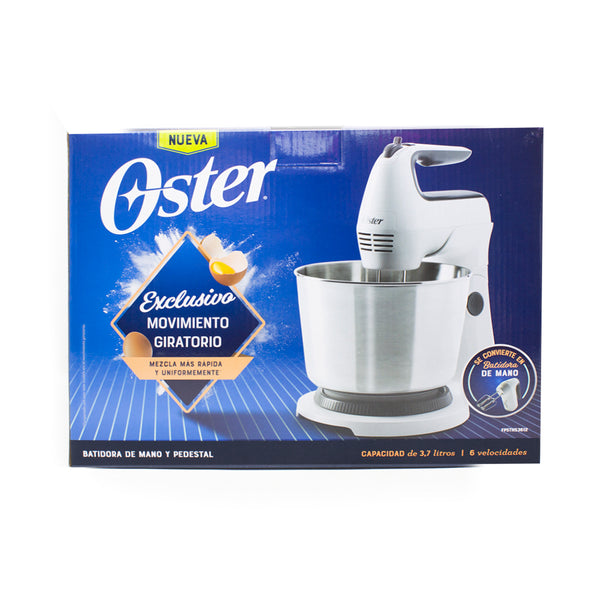 Batidora de Mano y Pedestal 6 Velocidades Tazón de Acero Inoxidable Blanca Oster FPSTHS3612