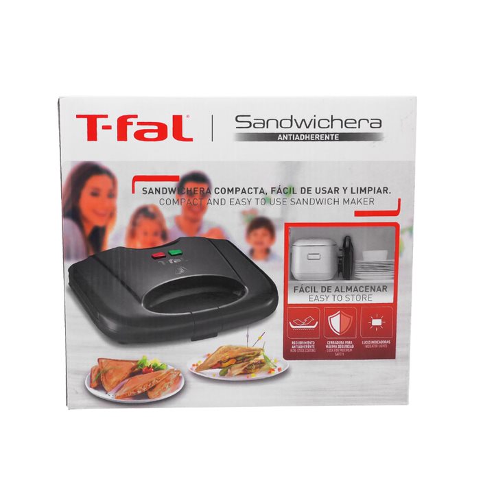 Sandwichera para 2 Piezas Placa Antiadherente Negro T-fal SM2118MX