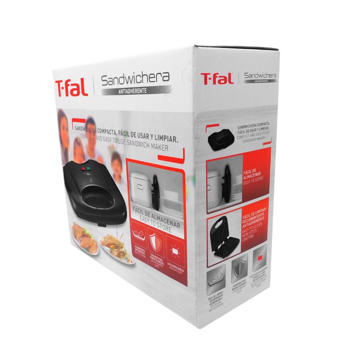 Sandwichera para 2 Piezas Placa Antiadherente Negro T-fal SM2118MX