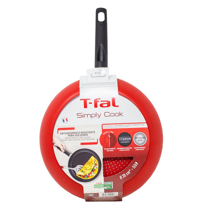 Sartén 30 cm Antiadherente Simply Cook Rojo T-Fal B5740782