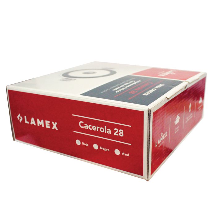 Cacerola 28 Cm Con Tapa de Vidrio Antiadherente Roja Lamex 6672-9