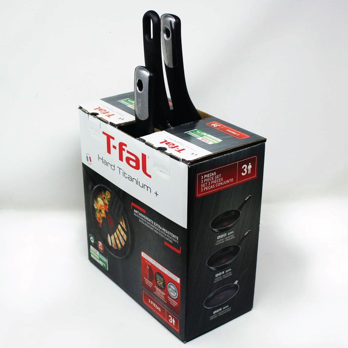 Juego de 2 Sartenes 20/24 cm + Crepera 25 cm Hard Titanium+ T-Fal C3829182