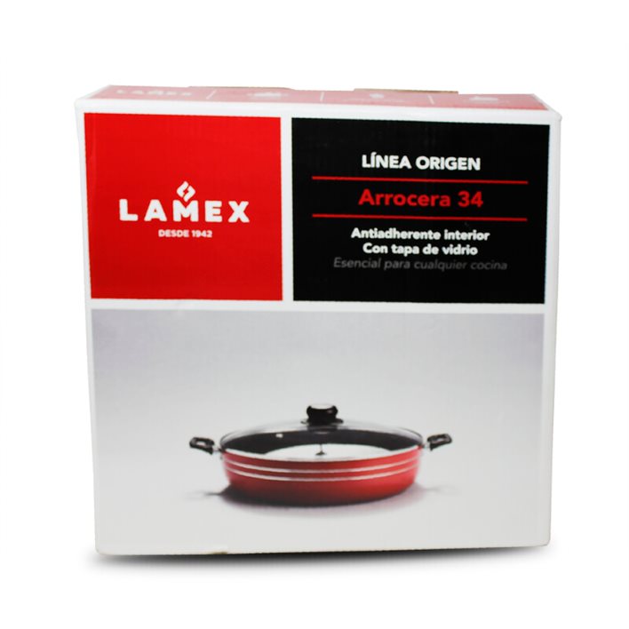 Arrocera 34 cm con Tapa de Vidrio Antiadherente Azul Lamex 6513-5