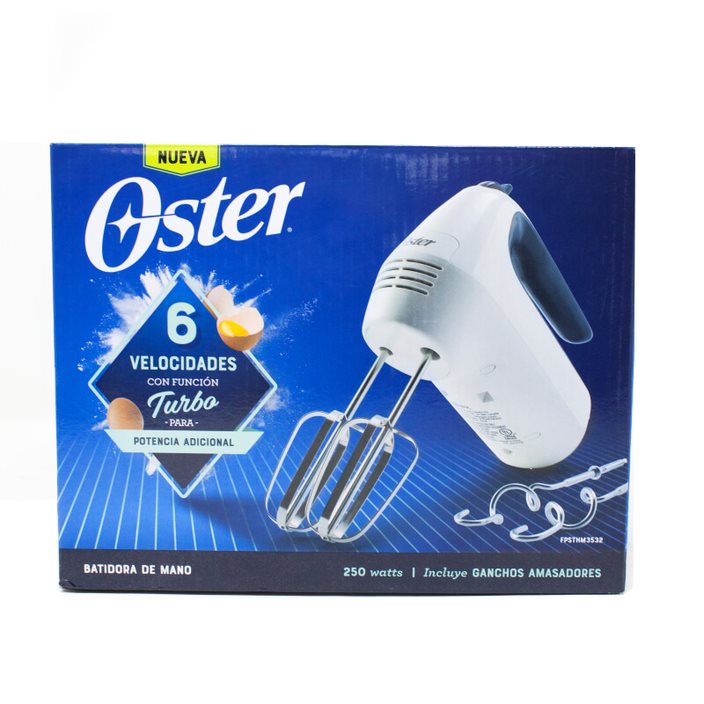 Batidora de mano 6 velocidades y Función Turbo Blanca Oster FPSTHM3532