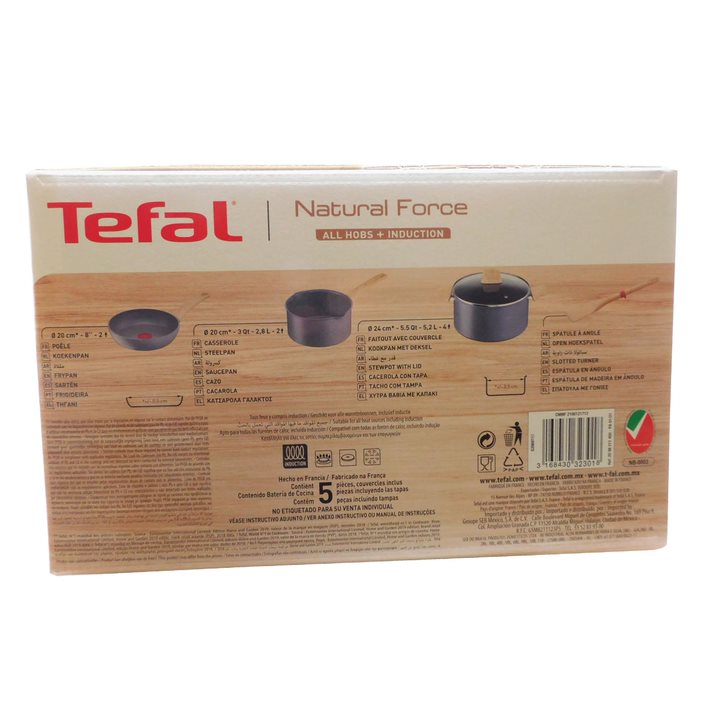 Batería de Cocina 5 Piezas Natural Force T-Fal G2669182