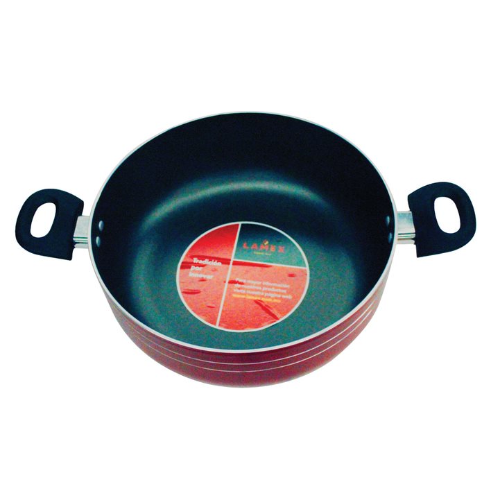 Cacerola 28 Cm Con Tapa de Vidrio Antiadherente Roja Lamex 6672-9