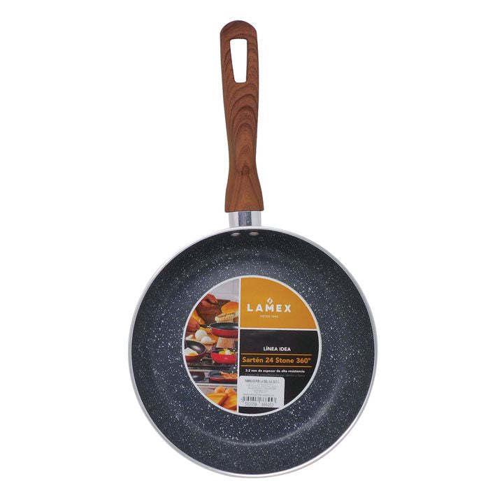 Sartén 24 cm Antiadherente Stone 360° Mango Tipo Madera Lamex 6645-3