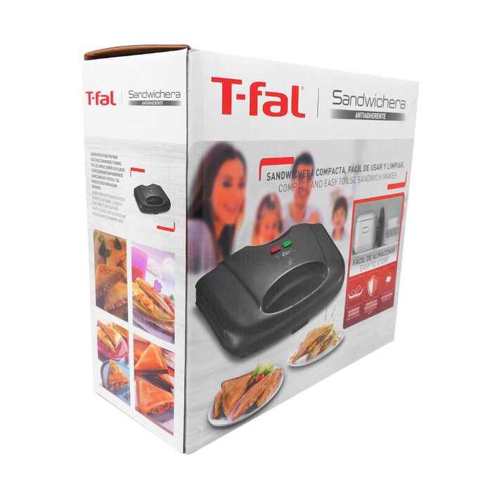 Sandwichera para 2 Piezas Placa Antiadherente Negro T-fal SM2118MX