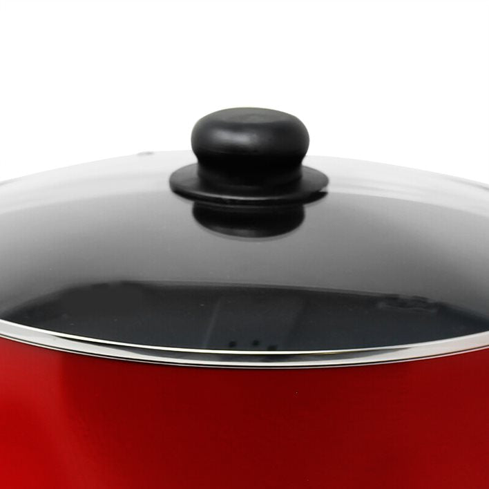 Olla 32 cm (11.6 L) con Antiadherente y Tapa Vidrio Roja Lamex 6669-9