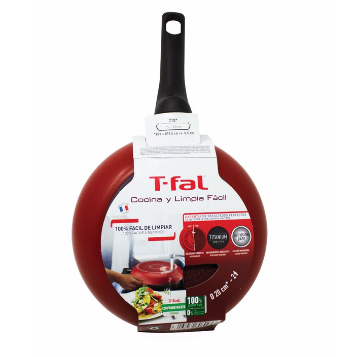 Sartén 20 cm Antiadherente Cocina y Limpia Fácil Rojo T-Fal B5620282