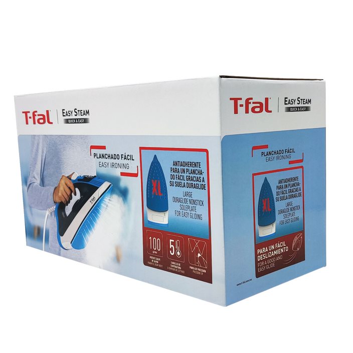 Plancha De Vapor Suela de Cerámica Easy Steam Azul T-Fal FV1940X0