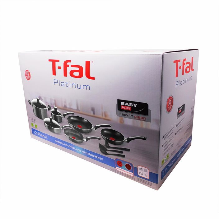 Batería de Cocina 12 Piezas New Platinum T-Fal B182SC84
