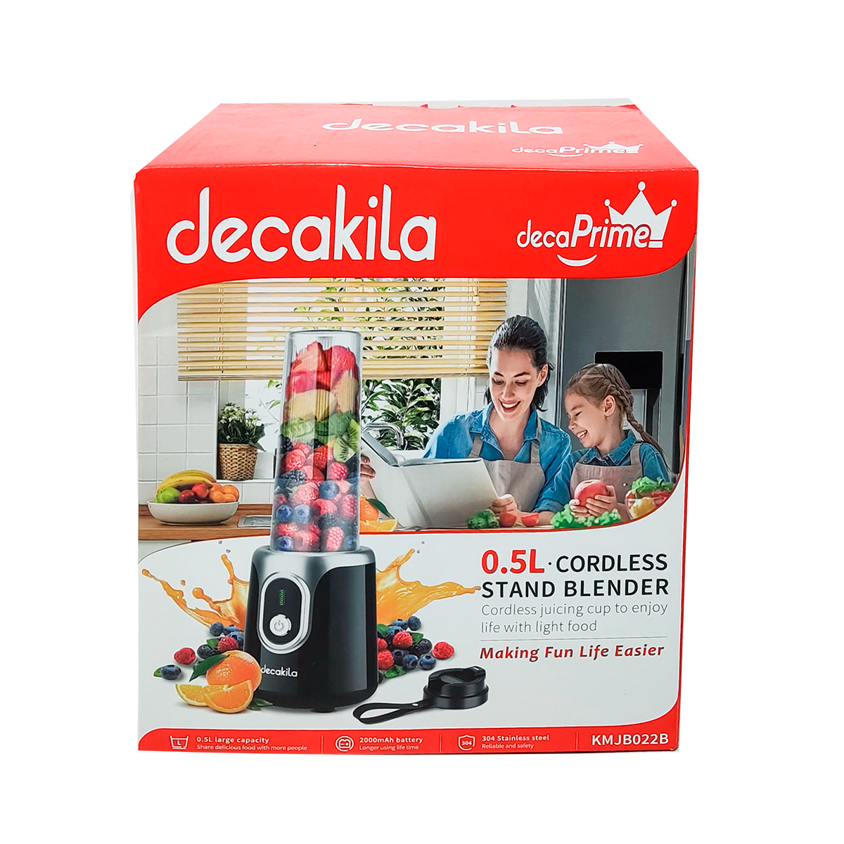 Licuadora Personal 500 ml Inalámbrica Negra Decakila KMJB022B (Caja con 8 Piezas)