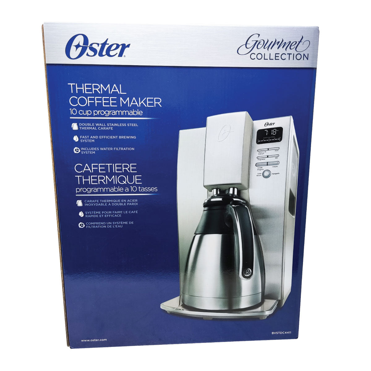 Cafetera Programable 10 Tazas Jarra de Acero Inoxidable Oster Bvstdc4411-013