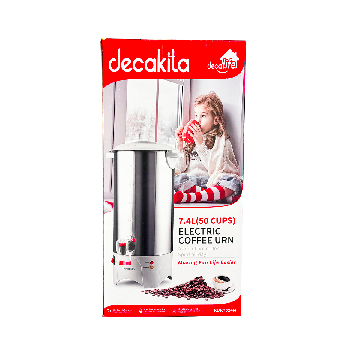 Cafetera Percoladora de Acero Inoxidable 50 Tazas KUKT024M (Caja de 4 Piezas)