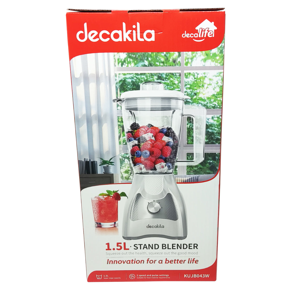 Licuadora 2 Velocidades + Pulso Vaso de Plástico Blanca Decakila KUJB043W