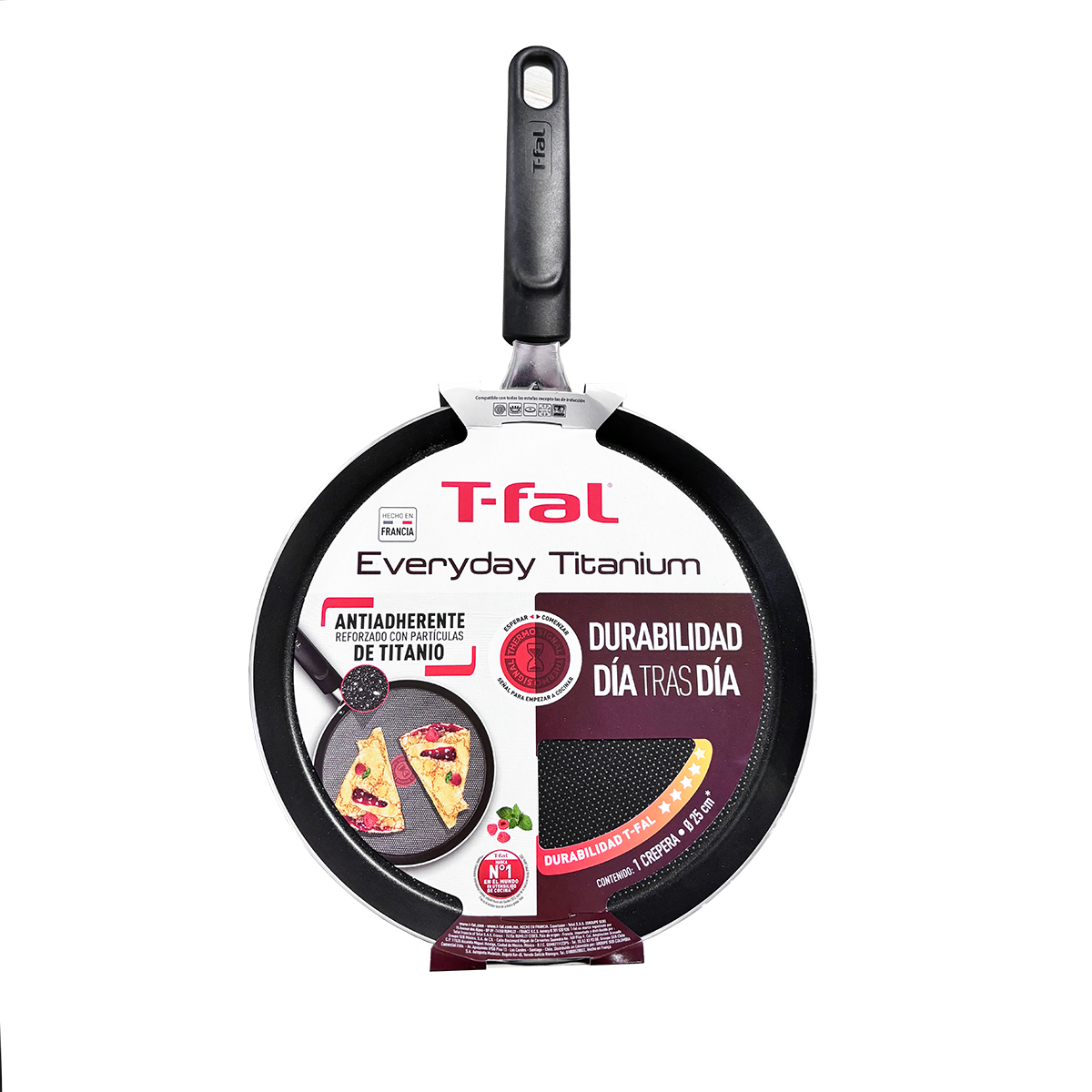 Crepera de 25 cm con Antiadherente Everyday Titanium T-Fal B4481082