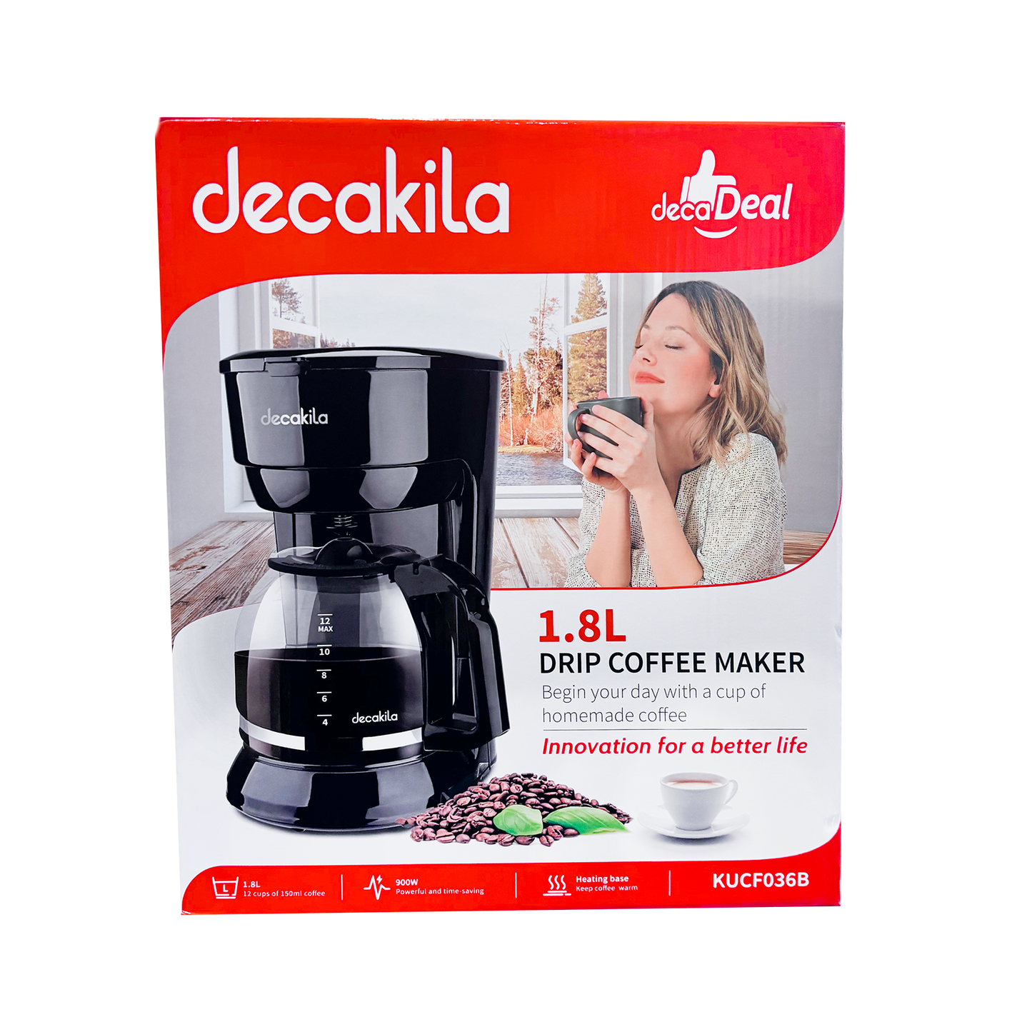 Cafetera de Goteo 12 Tazas (1.8 L) Negra Decakila KUCF036B