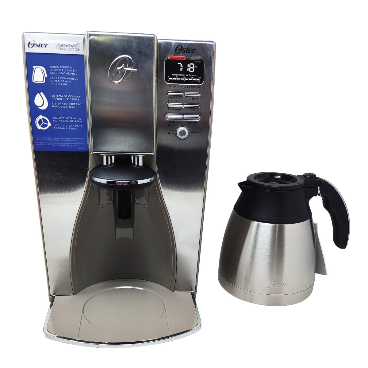 Cafetera Programable 10 Tazas Jarra de Acero Inoxidable Oster Bvstdc4411-013