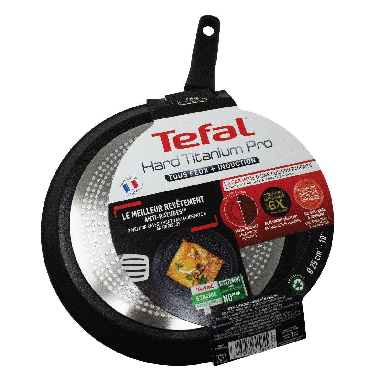Crepera 25 cm Antiadherente Hard Titanium Pro Negro T-Fal G2693882