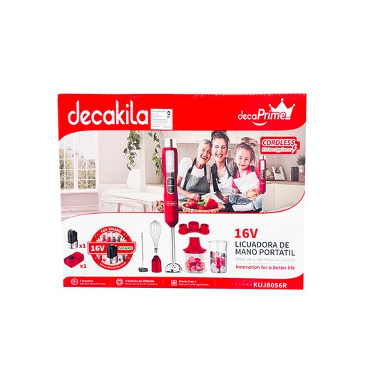 Batidora Roja de Inmersión Inalámbrica Decakila KUJB056R (Paquete con 6 piezas)