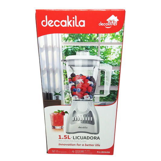 Licuadora 10 Velocidades Vaso Plástico Blanca Decakila KUJB044W (Caja de 4 Piezas)