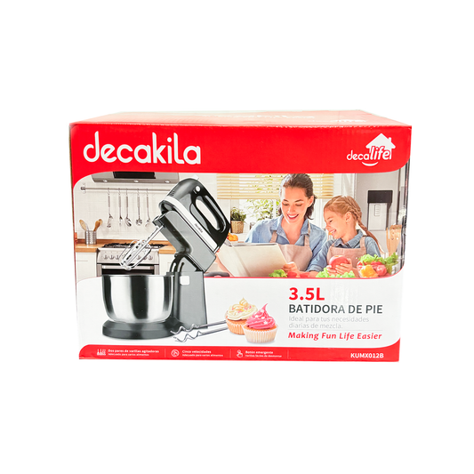 Batidora de Mano y Pedestal 5 Velocidades Negra Decakila KUMX012B (Caja de 4 Piezas)