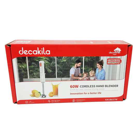 Batidora de Inmersión Blanca 1 Velocidad Inalámbrica Decakila KMJB037W (Caja con 8 Piezas)