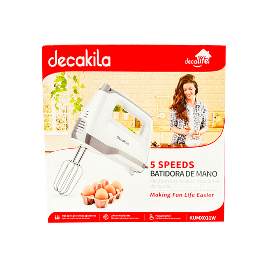 Batidora de Mano 5 Velocidades 200 W Blanca Decakila KUMX011W (Caja de 12 Piezas)