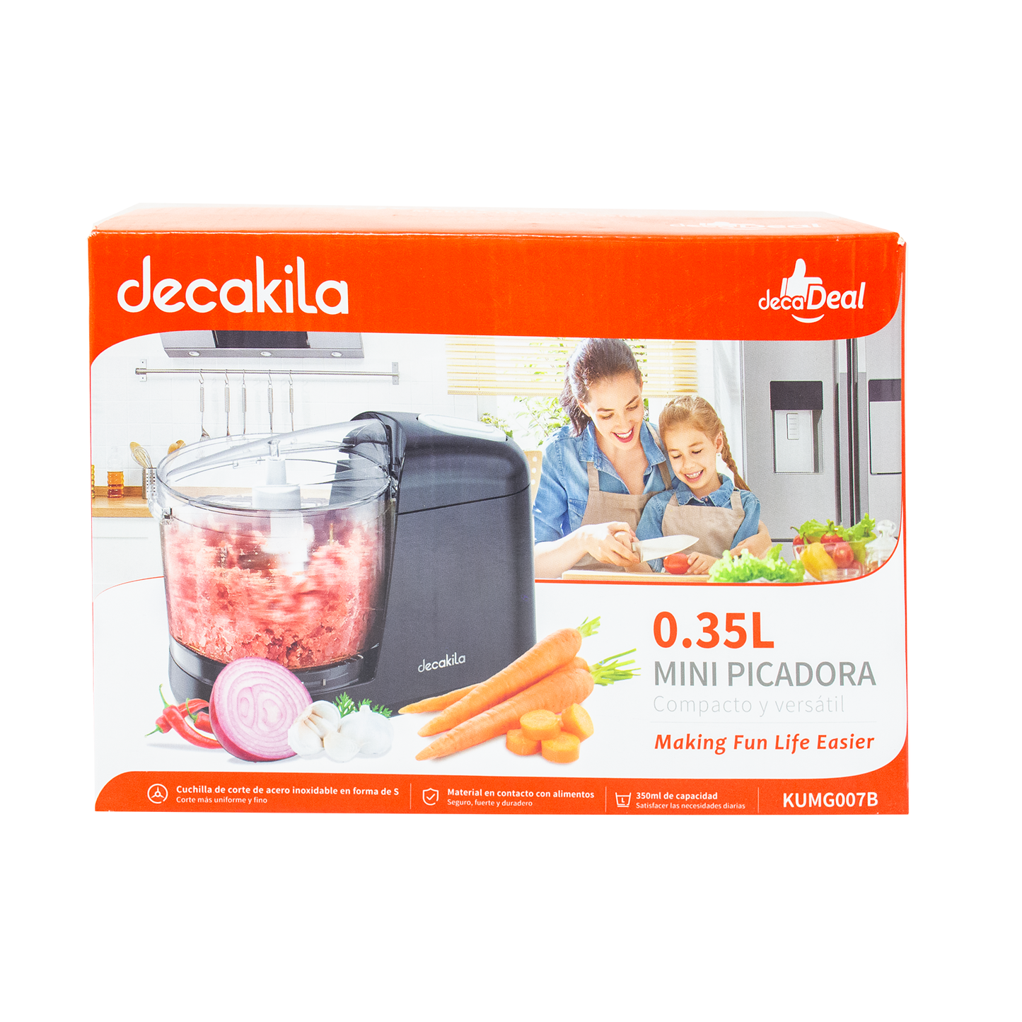 Mini Procesador De Alimentos 350 ml Negro Decakila KUMG007B (Caja con 8 Piezas)