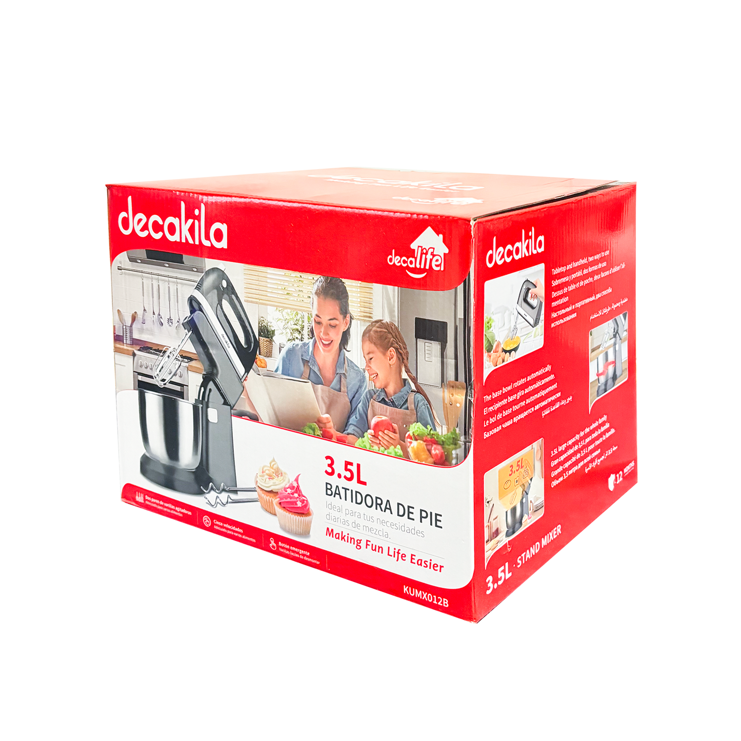 Batidora de Mano y Pedestal 5 Velocidades Negra Decakila KUMX012B (Caja de 4 Piezas)