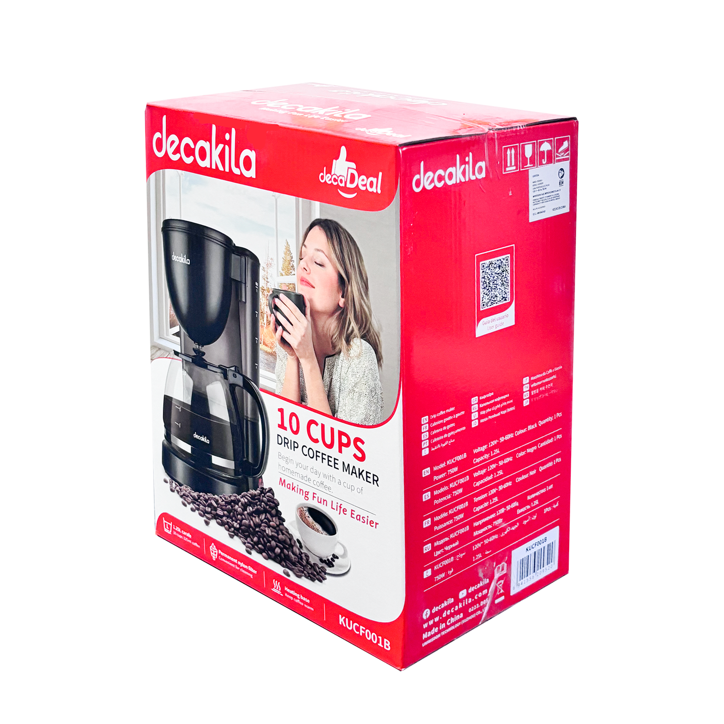 Cafetera de Goteo 10 Tazas (1.25 L) Negra Decakila KUCF001B