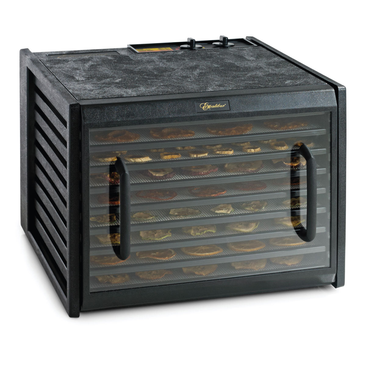 Deshidratador de Alimentos 9 Charolas Con Timer y Puerta transparente Negro Excalibur 3926TCDB