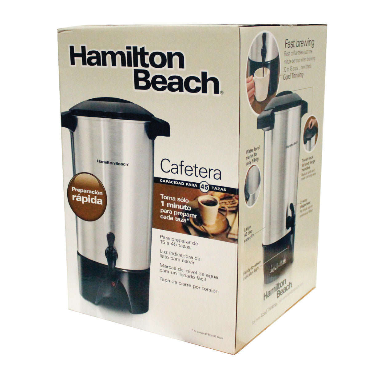 Cafetera Percoladora 45 Tazas Aluminio Hamilton Beach 40515