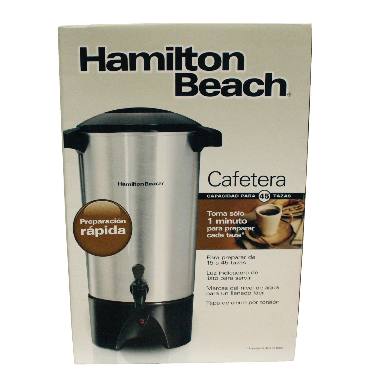 Cafetera Percoladora 45 Tazas Aluminio Hamilton Beach 40515