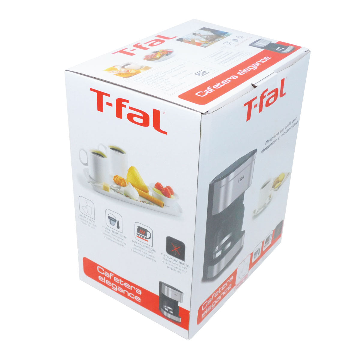 Cafetera 7 Tazas Acero Inoxidable Elegance T-fal CM223DMX (Caja de 4 Piezas)