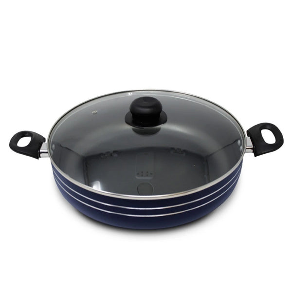 Arrocera 28 Cm con Tapa de Vidrio Antiadherente Azul Lamex 6730-6 (Paquete de 4 Piezas)