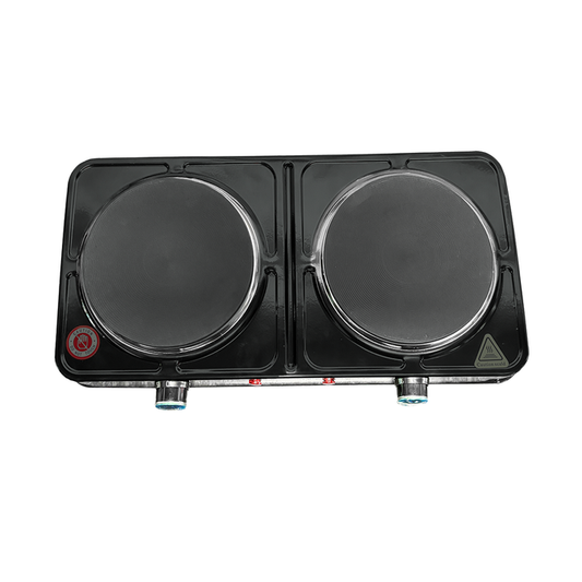 Parrilla Eléctrica de Plato Doble Quemador con Regulador de Temperatura Negro Decakila KUCC005B