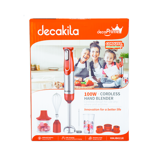 Batidora de inmersión 5 en 1 Inalámbrica Roja Decakila KMJB021R (Caja con 6 Piezas)
