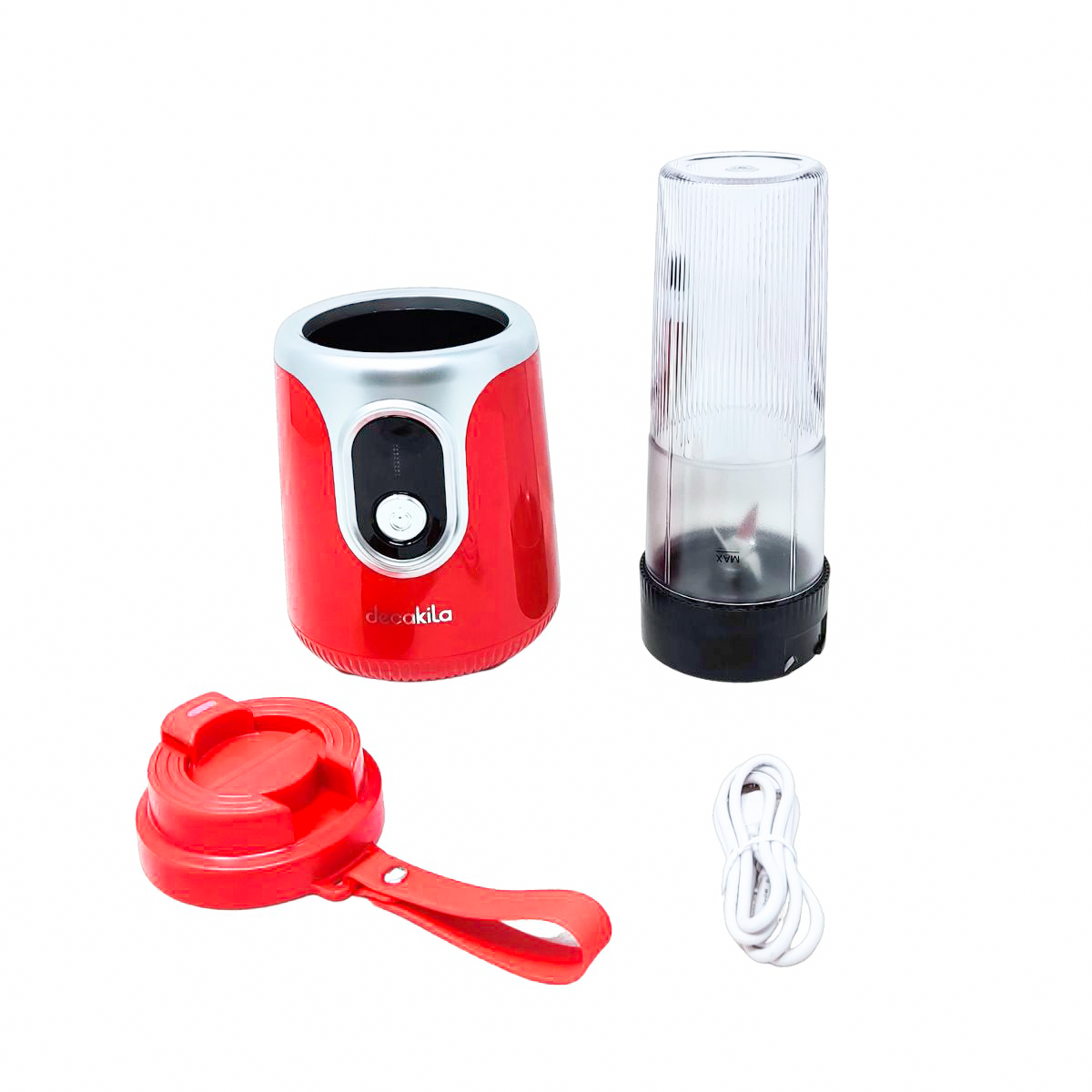 Licuadora Personal 500 ml Inalámbrica Roja Decakila KMJB022R (Caja con 8 Piezas)