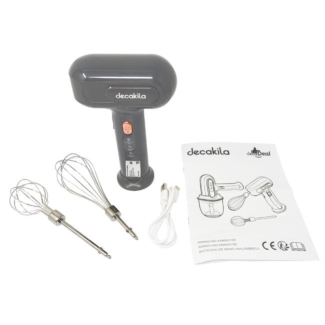 Batidora de Mano 3 Velocidades Inalámbrica Negro Decakila KMMX018G (Caja con 12 Piezas)