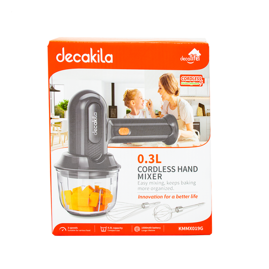 Batidora de Mano 3 Velocidades con Procesador Inalámbrica Negro Decakila KMMX019G (Caja con 6 Piezas)