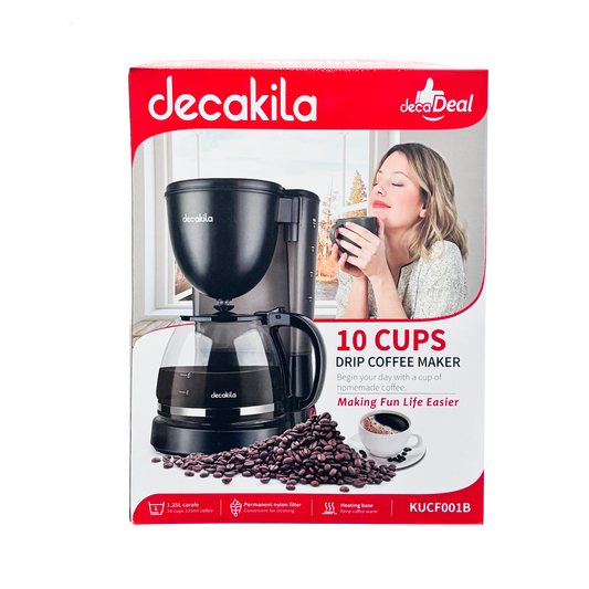 Cafetera de Goteo 10 Tazas (1.25 L) Negra Decakila KUCF001B (Caja con 6 Piezas)