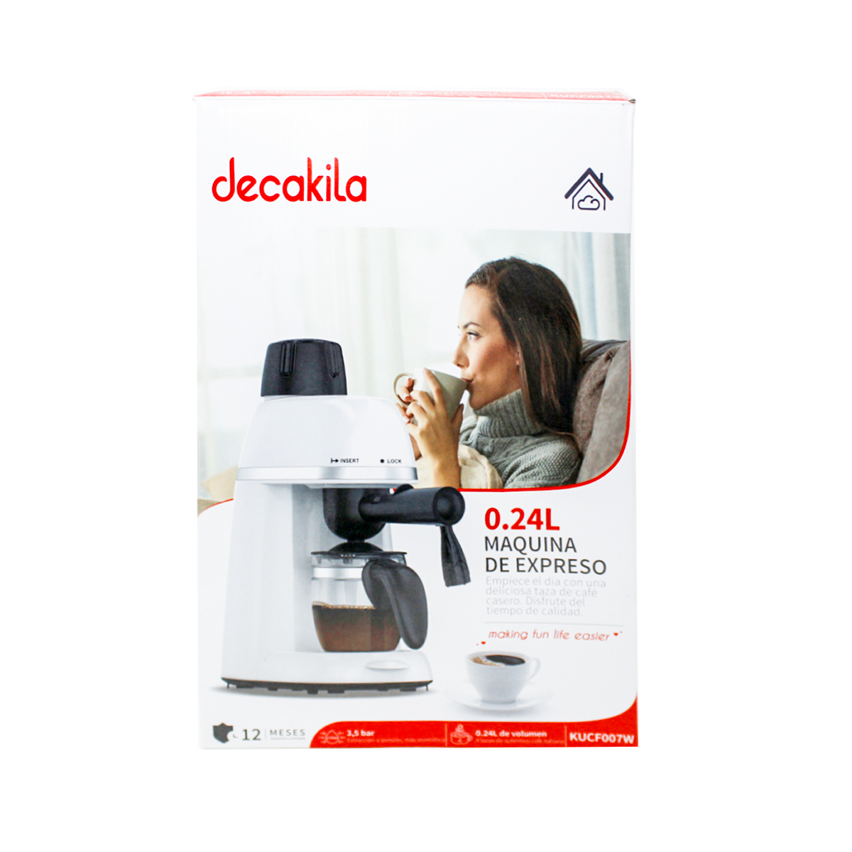 Cafetera de Expresso 4 Tazas 3.5 Bares Blanca Decakila KUCF007W (Caja de 4 Piezas)