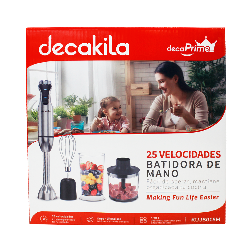 Batidora de Inmersión 4 en 1 600 W Acero Inoxidable Decakila KUJB018M (Caja de 6 Piezas)