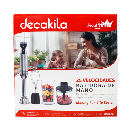 Batidora de Inmersión 4 en 1 600 W Acero Inoxidable Decakila KUJB018M (Caja de 6 Piezas)