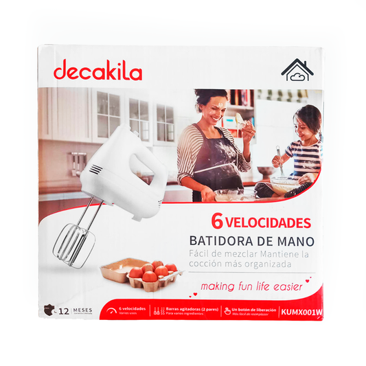 Batidora de Mano 6 Velocidades 150 W Blanca Decakila KUMX001W (Caja con 6 Piezas)