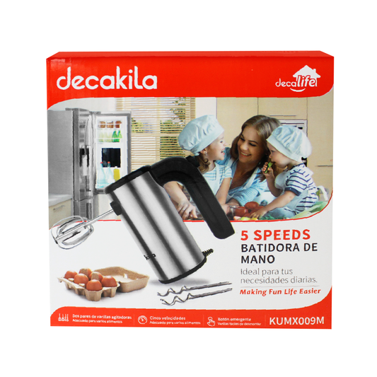 Batidora de Mano 5 Velocidades 150 W Acero Inoxidable Decakila KUMX009M (Caja con 16 Piezas)