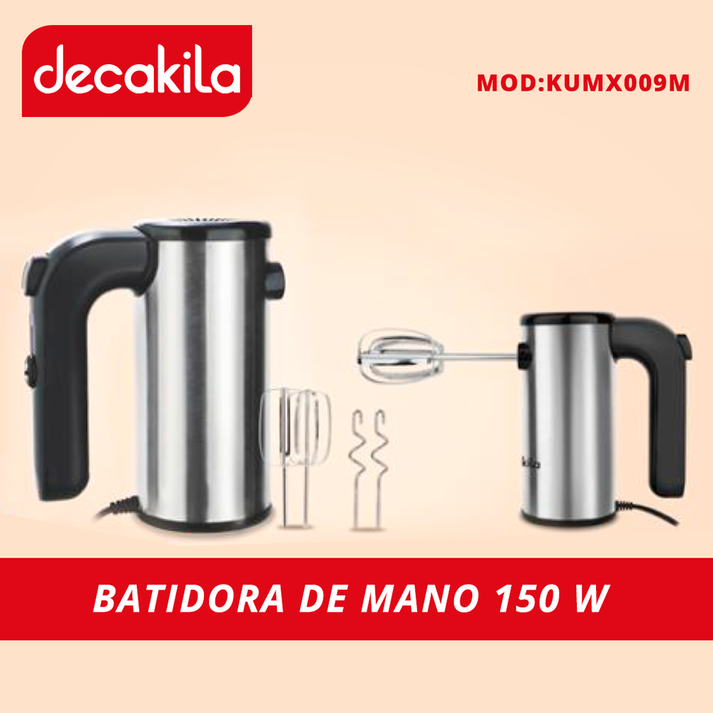 Batidora de Mano 5 Velocidades 150 W Acero Inoxidable Decakila KUMX009M