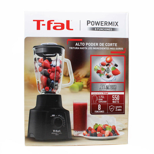 Licuadora 8 Velocidades Vaso de Vidrio 1.25 L Power Mix Negro T-fal LN2898MX (Paquete con 3 Piezas)